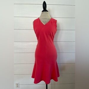 Calvin Klein Hibiscus Pink Sleeveless Tulip Peplum Sheath Dress Size 8